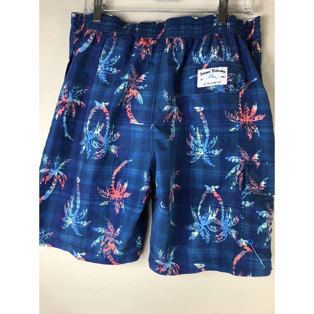 TOMMY BAHAMA Mens 31 Boardshorts Blue Tropical Zipper Front - Picture 7 of 9